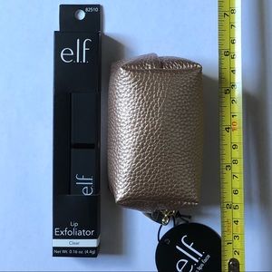 NEW ELF Lip Exfoliator and mini gold zipper pouch
